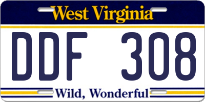 WV license plate DDF308