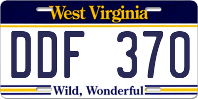 WV license plate DDF370