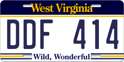 WV license plate DDF414