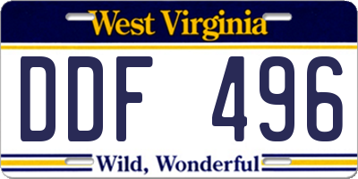 WV license plate DDF496