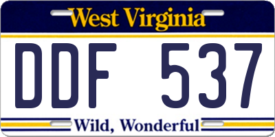 WV license plate DDF537