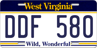 WV license plate DDF580
