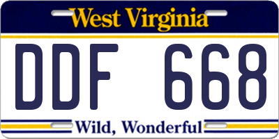 WV license plate DDF668