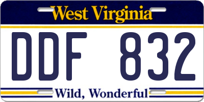 WV license plate DDF832