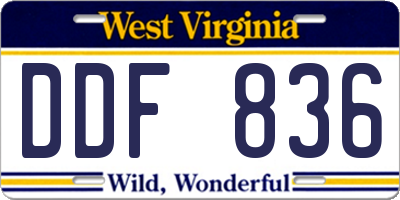 WV license plate DDF836