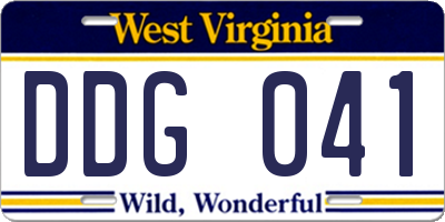 WV license plate DDG041