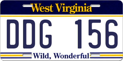 WV license plate DDG156