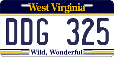 WV license plate DDG325