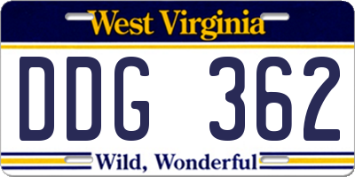 WV license plate DDG362