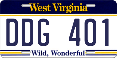 WV license plate DDG401