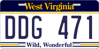 WV license plate DDG471