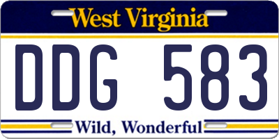 WV license plate DDG583