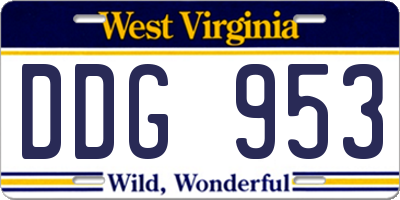 WV license plate DDG953