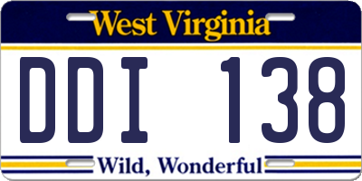 WV license plate DDI138