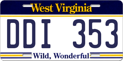 WV license plate DDI353