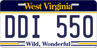 WV license plate DDI550