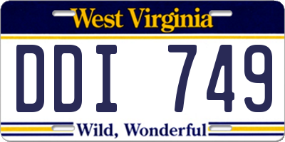 WV license plate DDI749