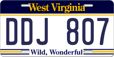 WV license plate DDJ807