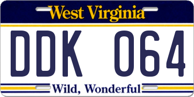WV license plate DDK064