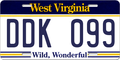 WV license plate DDK099