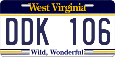 WV license plate DDK106