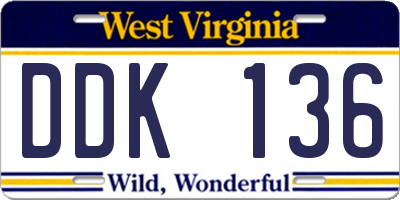 WV license plate DDK136