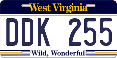WV license plate DDK255