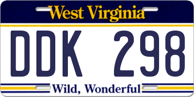 WV license plate DDK298
