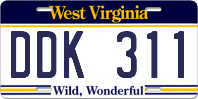 WV license plate DDK311