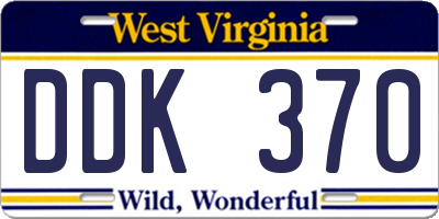 WV license plate DDK370