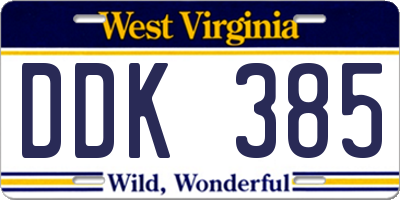 WV license plate DDK385