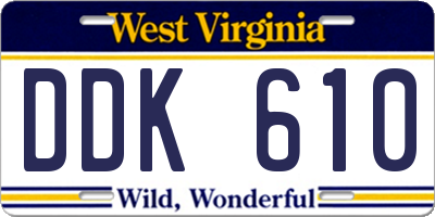 WV license plate DDK610