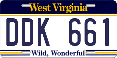 WV license plate DDK661