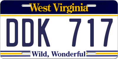 WV license plate DDK717