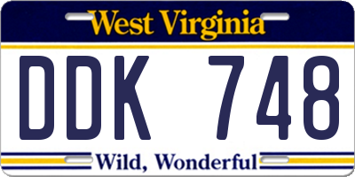 WV license plate DDK748
