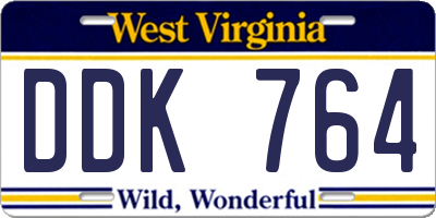WV license plate DDK764