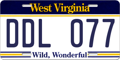 WV license plate DDL077