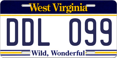 WV license plate DDL099