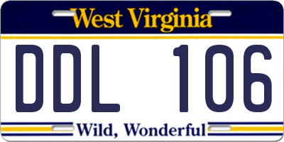 WV license plate DDL106