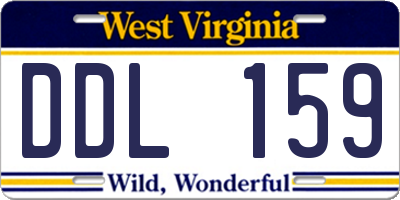 WV license plate DDL159
