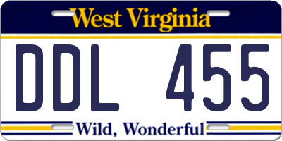 WV license plate DDL455