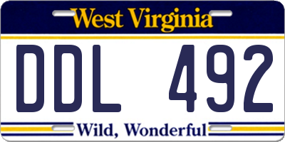 WV license plate DDL492