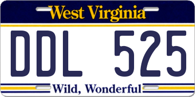 WV license plate DDL525