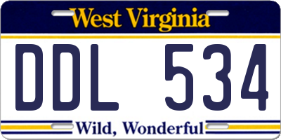 WV license plate DDL534