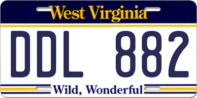WV license plate DDL882
