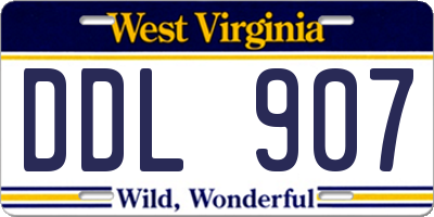 WV license plate DDL907