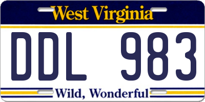 WV license plate DDL983