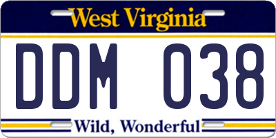 WV license plate DDM038