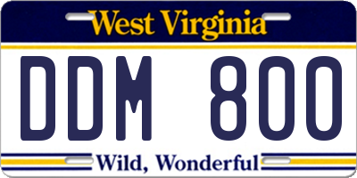 WV license plate DDM800