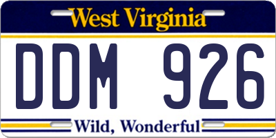 WV license plate DDM926